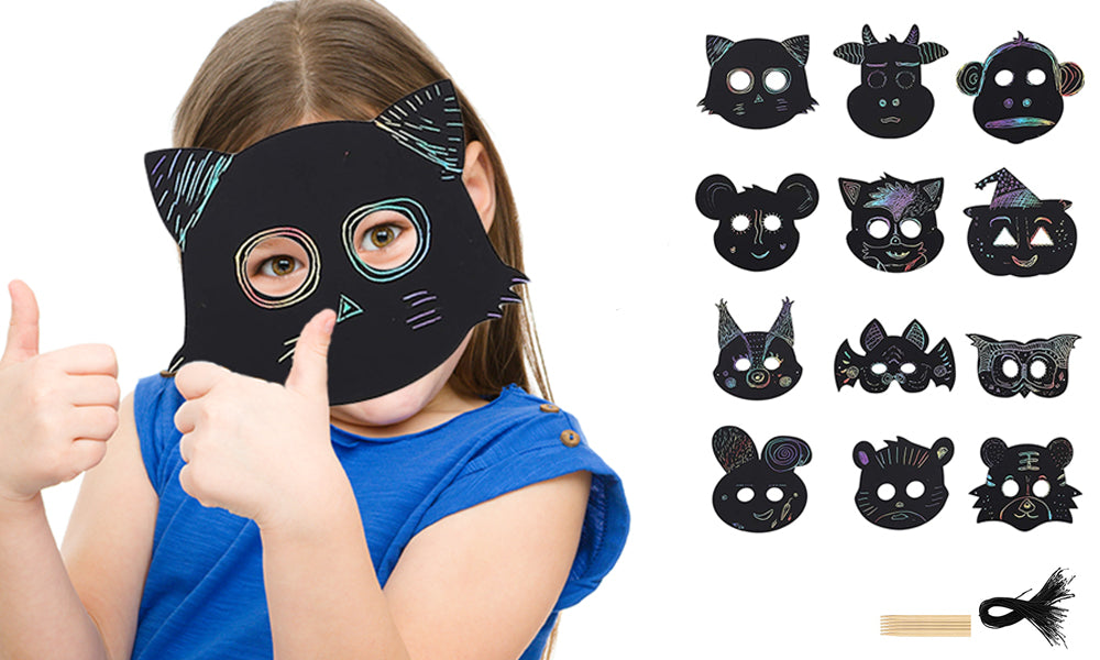 12 or 24 Set Scratch Animal Masks
