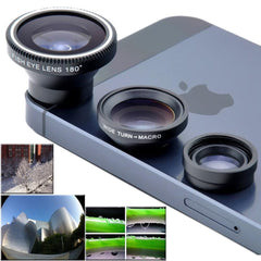 Camera Set Fish Eye Wide Angle Macro Lens For iPhone HTC Samsung Smart Phone UK