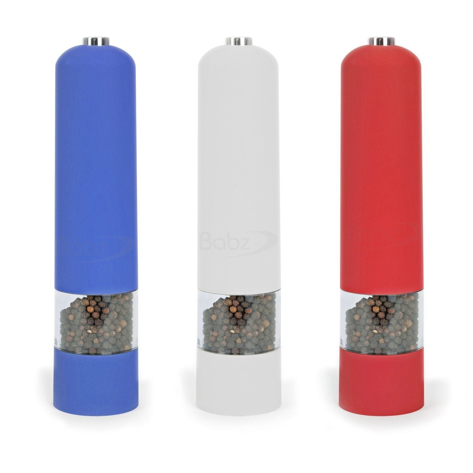 Blue / Red / White ABS Electric Electronic Salt Pepper Mill Grinder Pots