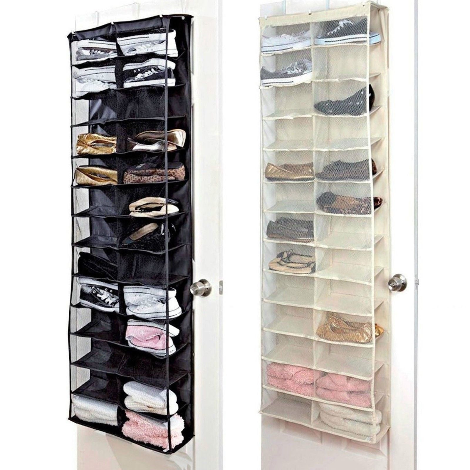 26 Pair Over The Door Hanging Shoe Organiser Storage Rack Shelf Holder