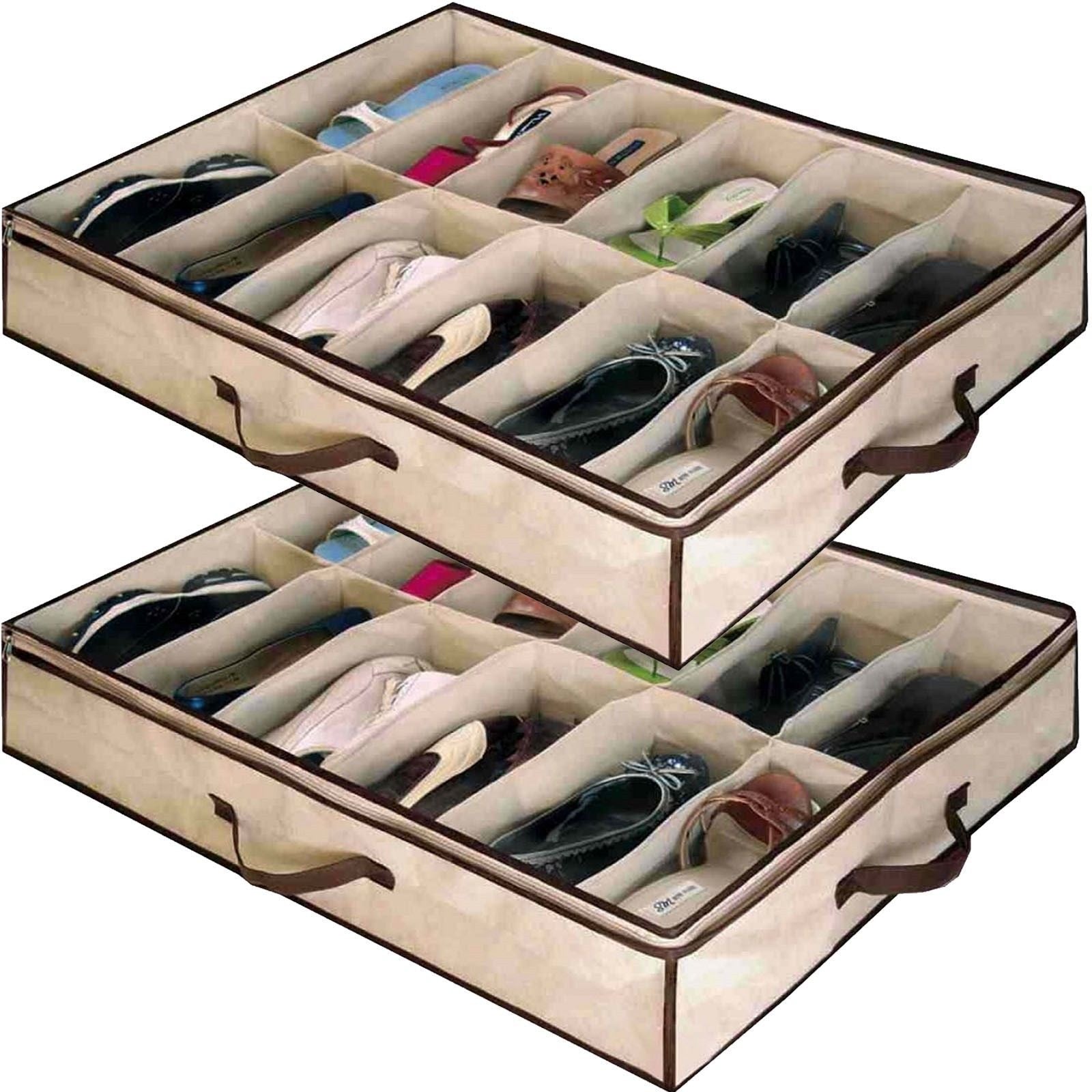 12 Pair x 2 Shoes Storage Organiser Holder Shoe Bag Under Bed Closet Box Style