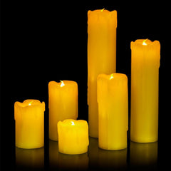 6 x DRIP Colour Changing FLICKERING FLAME LED FLAMELESS WAX MOOD CANDLES