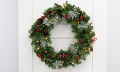LED Christmas Wreath - Berrys and Pine Cones