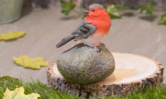 GloBrite Robin Redbreast Perched On Stone Ornament
