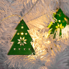 10 LED Green Wooden Christmas Trees