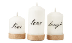 Live Love Laugh Set of 3 LED Candles