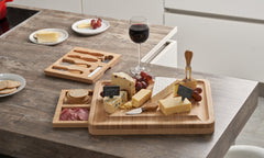 Bamboo Cheese Board with Knives, Pen and Slate