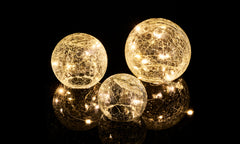 3pc LED Glass Crackle Orbs