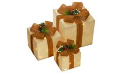 LED Gold Bow Christmas Boxes