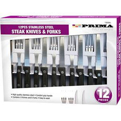 12pc Stainless Steel Steak Knives & Forks