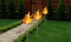 GloBrite Outdoor Flame Solar Lights Garden Crackle Glass Globe Stake Lights