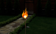 GloBrite Outdoor Flame Solar Lights Garden Crackle Glass Globe Stake Lights