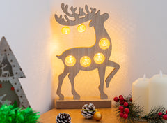 6 LED Wooden Christmas Reindeer Lights