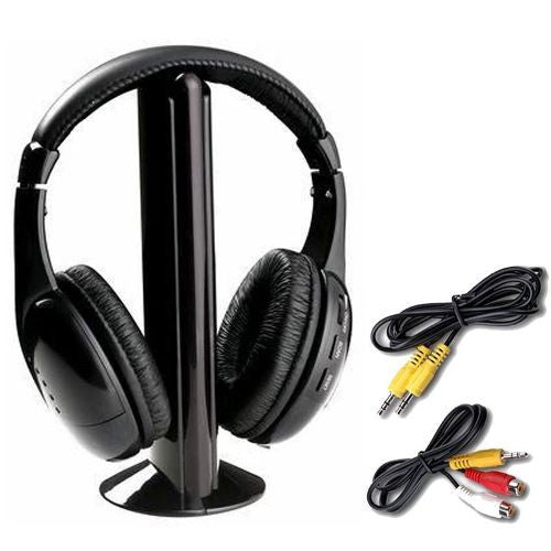 5 In 1 Wireless Cordless Rf Headphones Headset With Mic