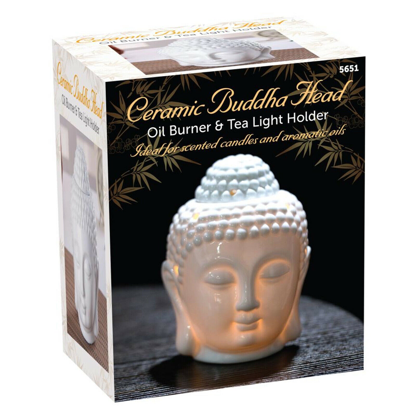 Ceramic Buddha Head Oil Birner & Tea Light Holder